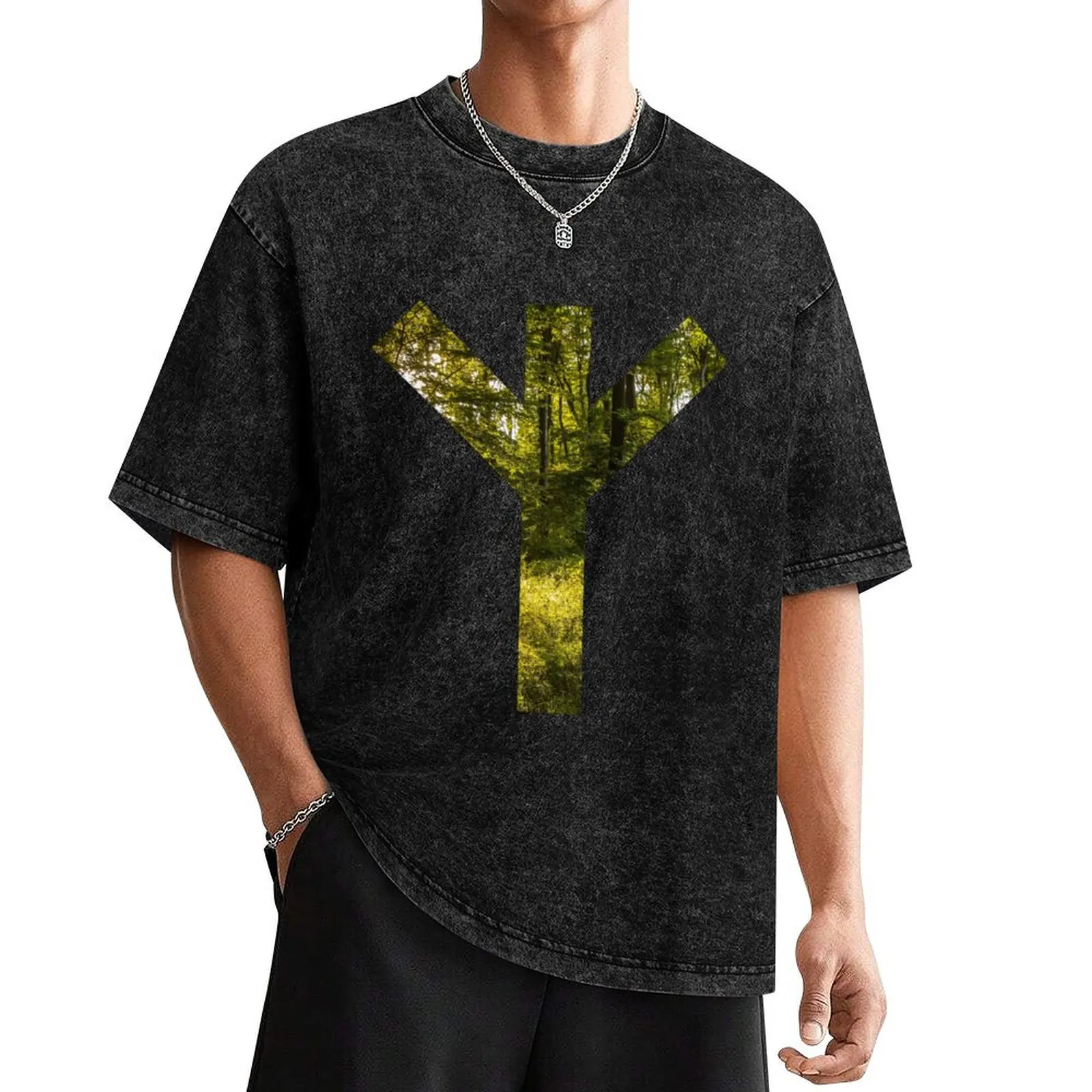 

Algiz Forest Rune Symbol T-Shirt customizeds cotton man t-shirts mens t shirts casual stylish