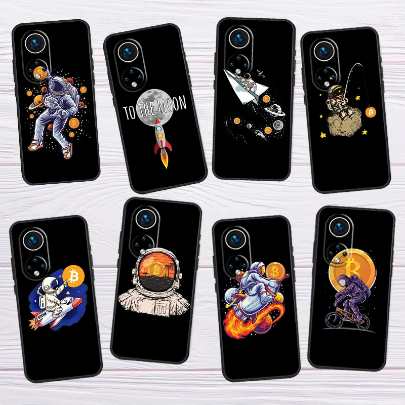 Bitcoin to the Moon Astronaut BTC For Honor X8 X7 X9 a 50 70 90 Magic5 Lite Huawei P60 P40 P20 P30 Pro P Smart Nova 9 5T Case