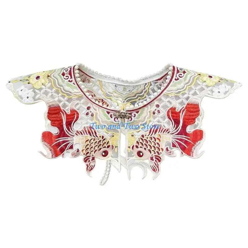 HX6F Traditional Chinese Detachable Cloud Collar Fashion Soft Polyester Fabric Neckwear For Costume Accessories