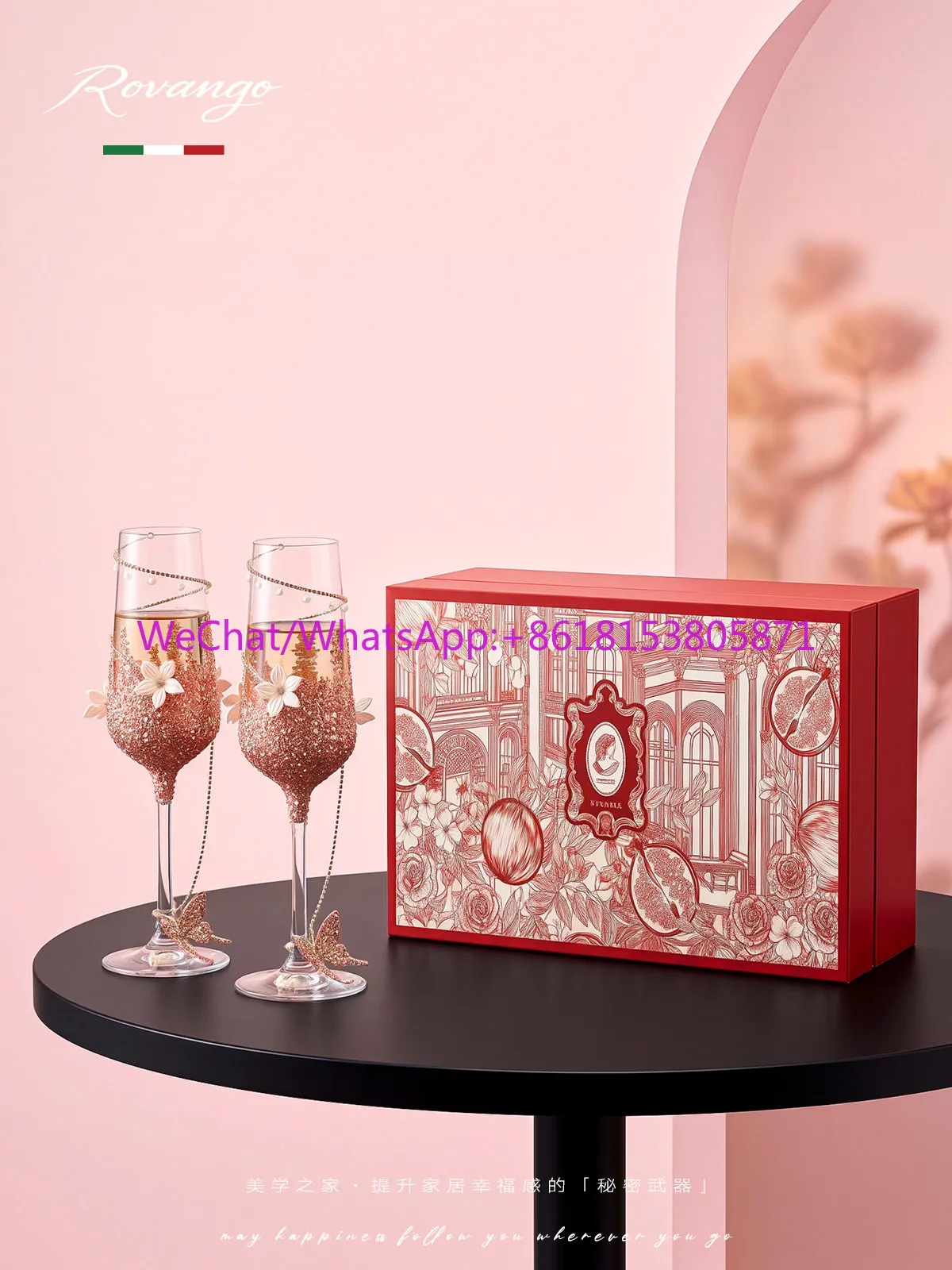 Handmade DIY glass champagne glass toast pair wedding gift set