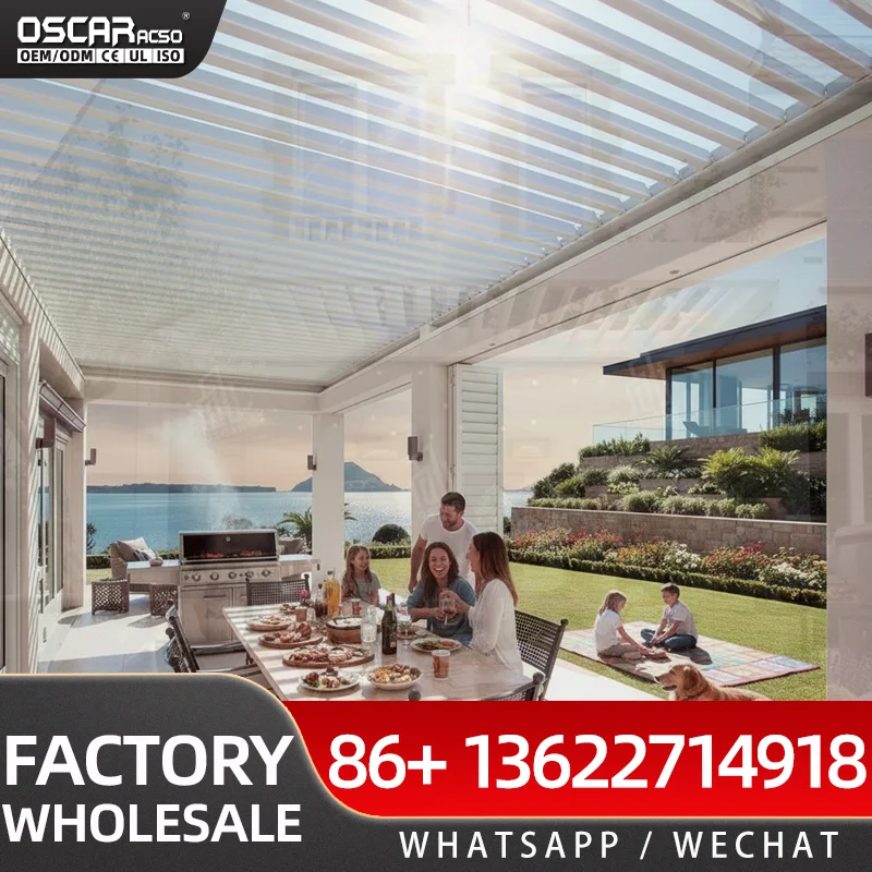 Easy Assembly Remote Control Pergola with Waterproof Aluminum Structure for Restaurant Patio Outdoor Area pergola