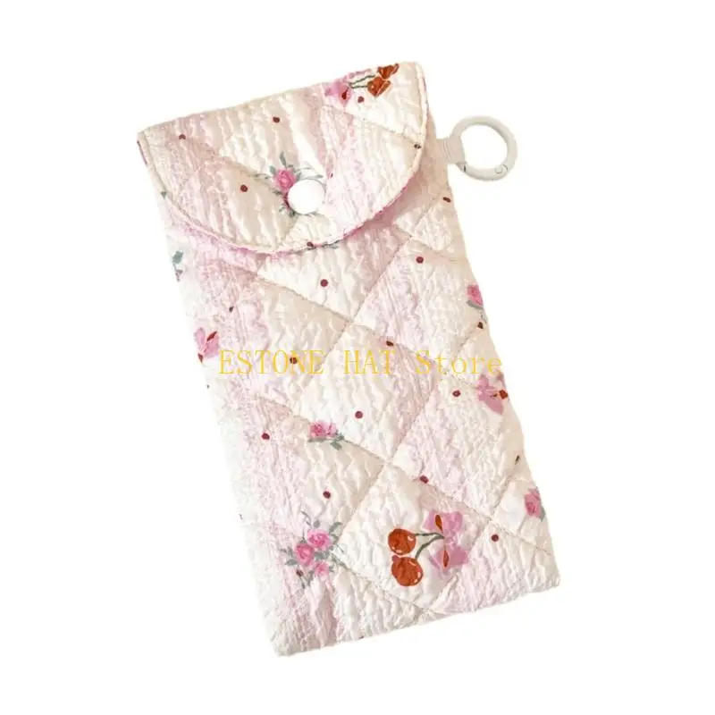 49MF Stylish Printed Eyeglass For Glasses And Small Items Practical Polyester Fabric Sunglasses Case With Closure