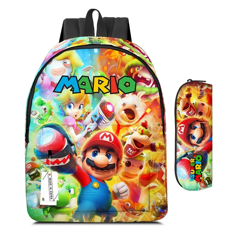 2 pz-set nuovo zaino Super Marios Bros borsa a tracolla Kawaii scuola elementare e media borsa scuola cartone animato astuccio