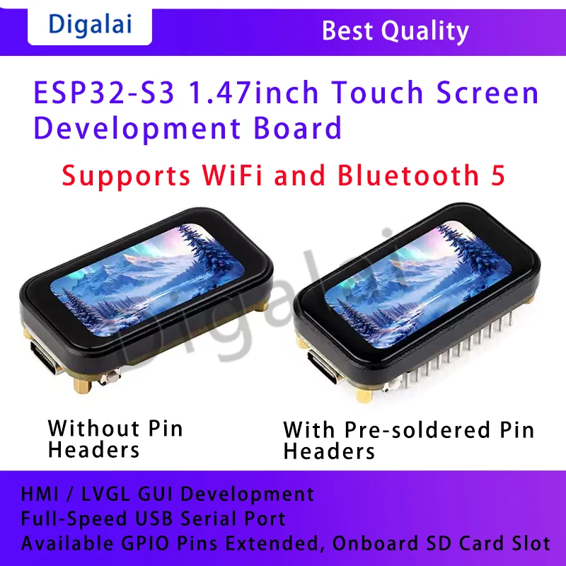 Carte de développement ESP32-S3-touch 1.47LCD WIFI Bluetooth avec écran tactile couleur LCD de 1,47 pouce, application LVGL