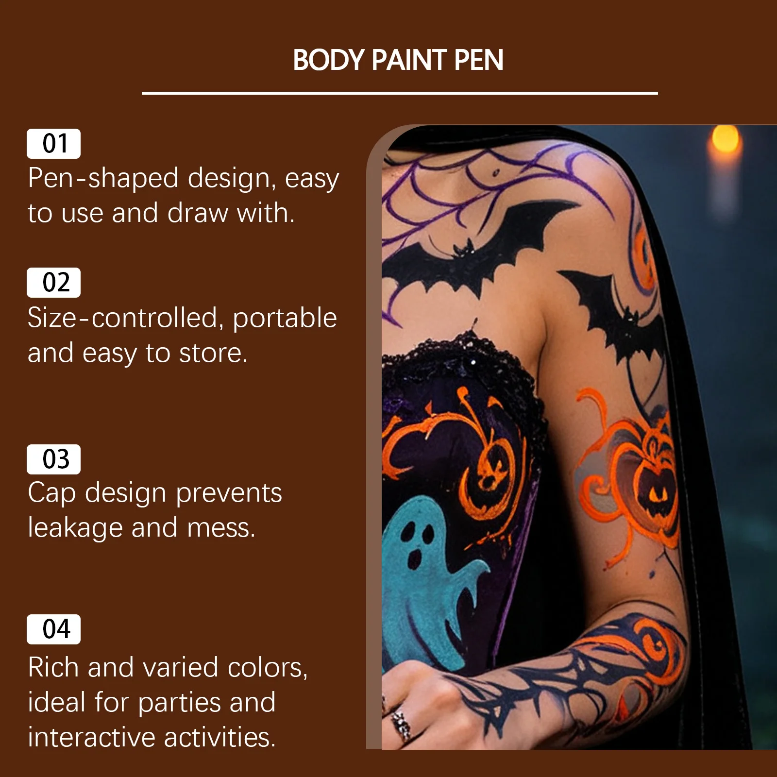 12Corlors 0.5mm Body Painting Pens emporary Tattoo Crayons Acrylic Paint Markers For Halloween Birthday Party Cosplay Makeup