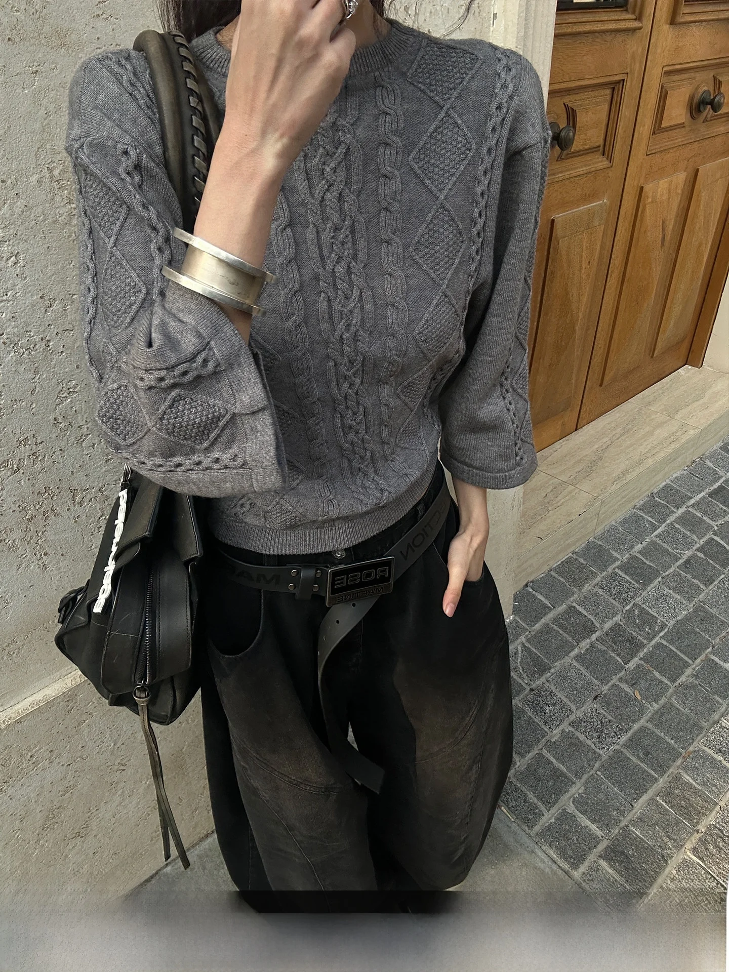 

ay Knitted Sweater Loose Lazy Sle round Ne Overhead irt Warden Mist Weave Dr Casual Loose Fit Women's Top