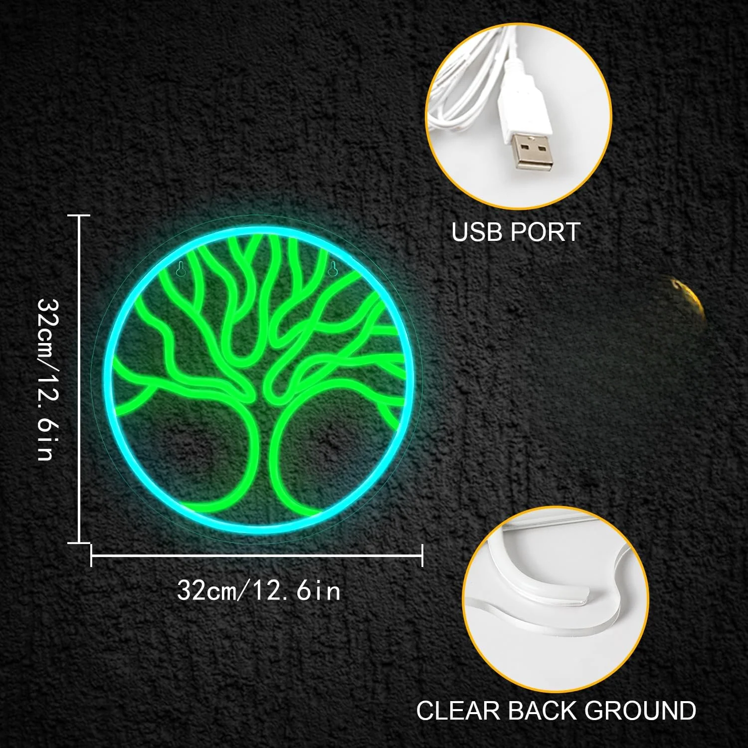 Tree of Life USB Powered Lucky Tree Led Neon Sign Dimmable Neon Light Wall Decor For Room Decor Party Birthday Handmade Gift Pub