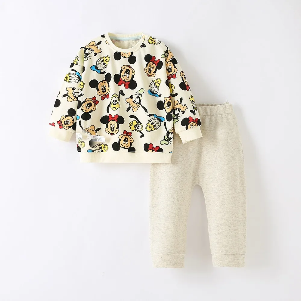 Full-printed Mickey Baby Girl Boy Long Sleeve Sweatshirt Tracksuit Spring Autumn Clothes Toddler Tops + Sweatpants 2 Piece Set