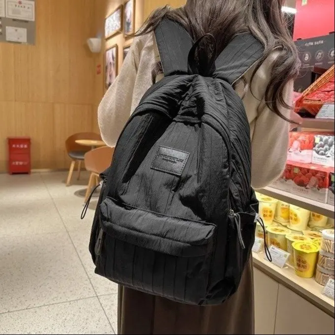 

Pure Color Bapa 2025 New Sle Lightweight Travel Outdoor Fem Version Nylon Material Zipper Closure School Bag for Jun...