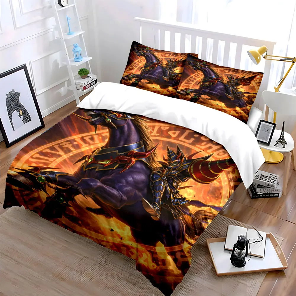 Magical Knight Rides Fiery Purple Steed Bedding Set for Kids Luxury Gift 3pcs Digital Print Comforter Set Soft Comfortable