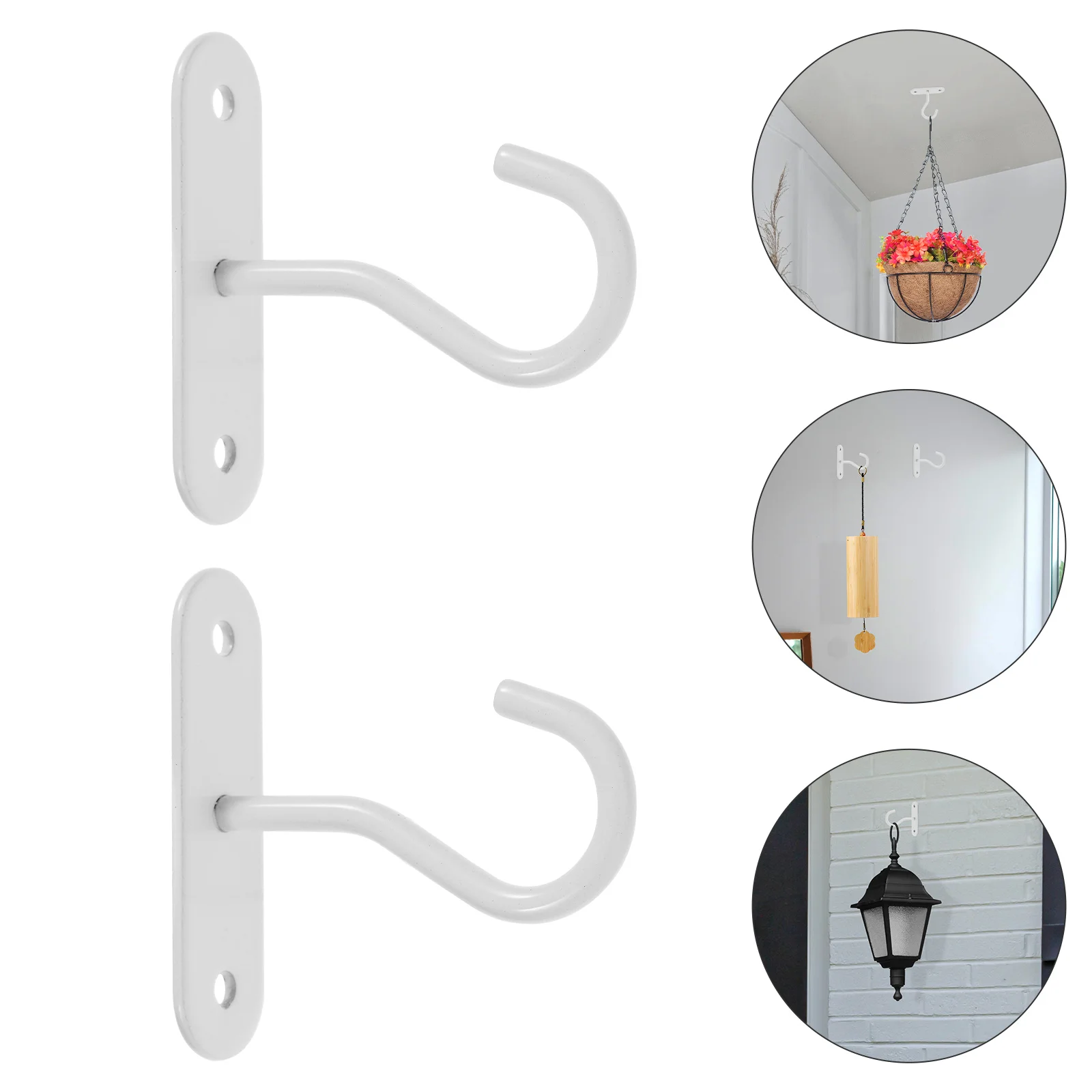 2 juegos de ganchos de pared para balcón, cesta colgante, ganchos para plantas, macetero de techo interior para plantas, perchas negras para exteriores
