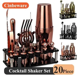 Cocktail Profissional Completo Boston Shaker, Bebidas Bartender Kit, Cocktail Mixer Set, Utensílios Domésticos para Hotéis, 20 pcs