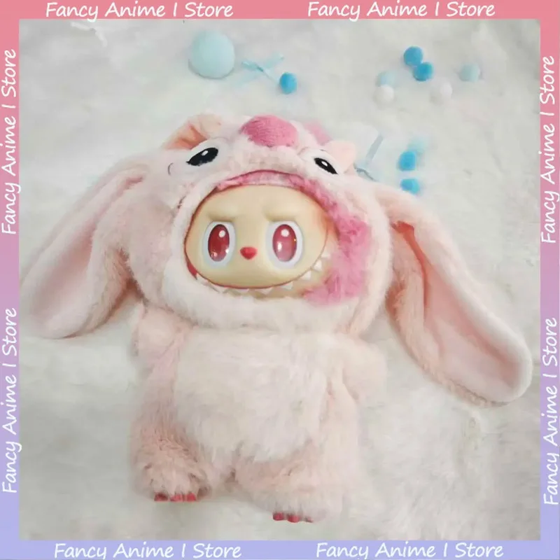 Cartoon Cute Stitch Angel Cosplay Outfits for V1 V2 V3 Labubu Mini Plush Handmade Doll Clothes Fashion Doll Accessories Gifts