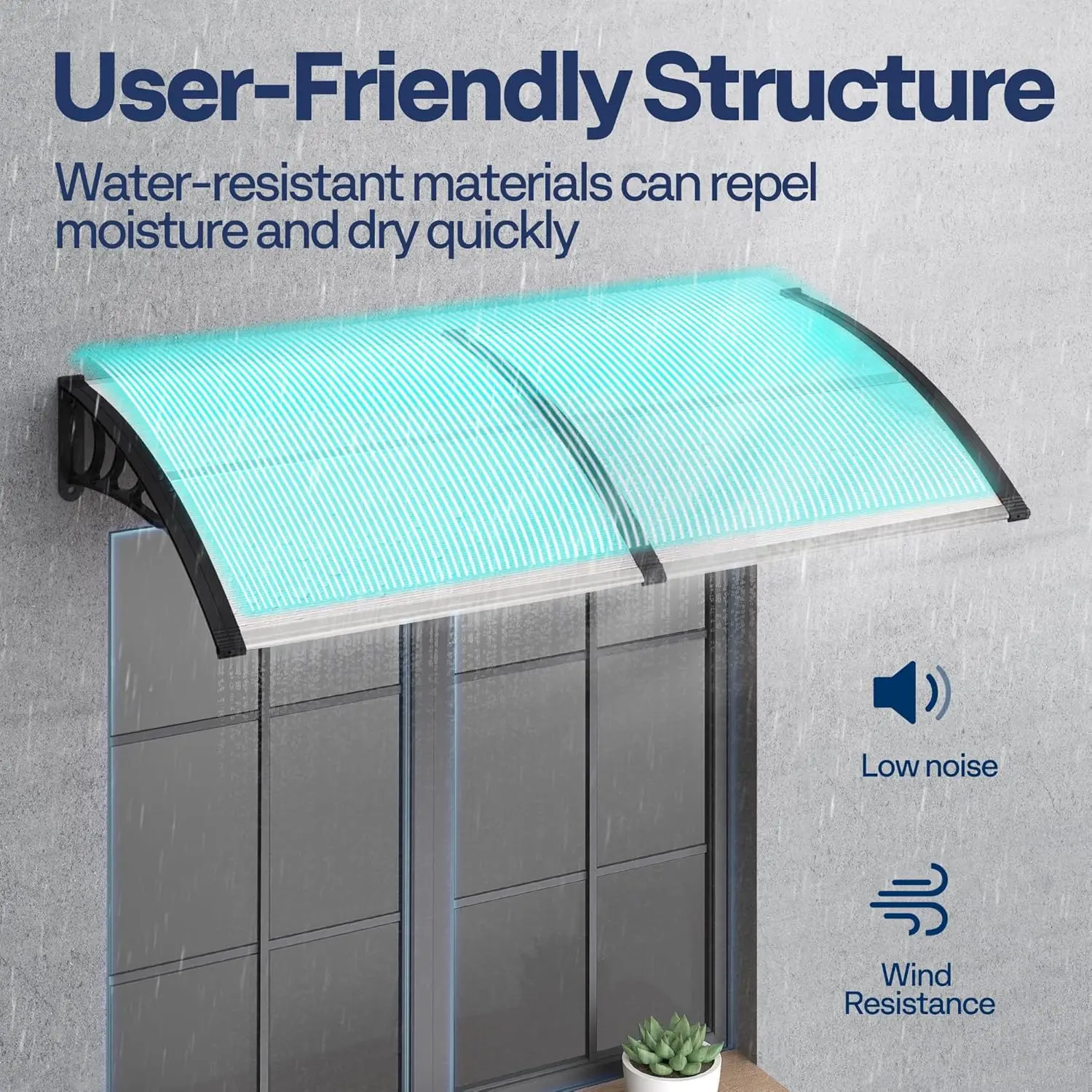 Polycarbonate Window Door Awning Spliced Canopy Transparent With Black Bracket 40 Inch X 40 Inch