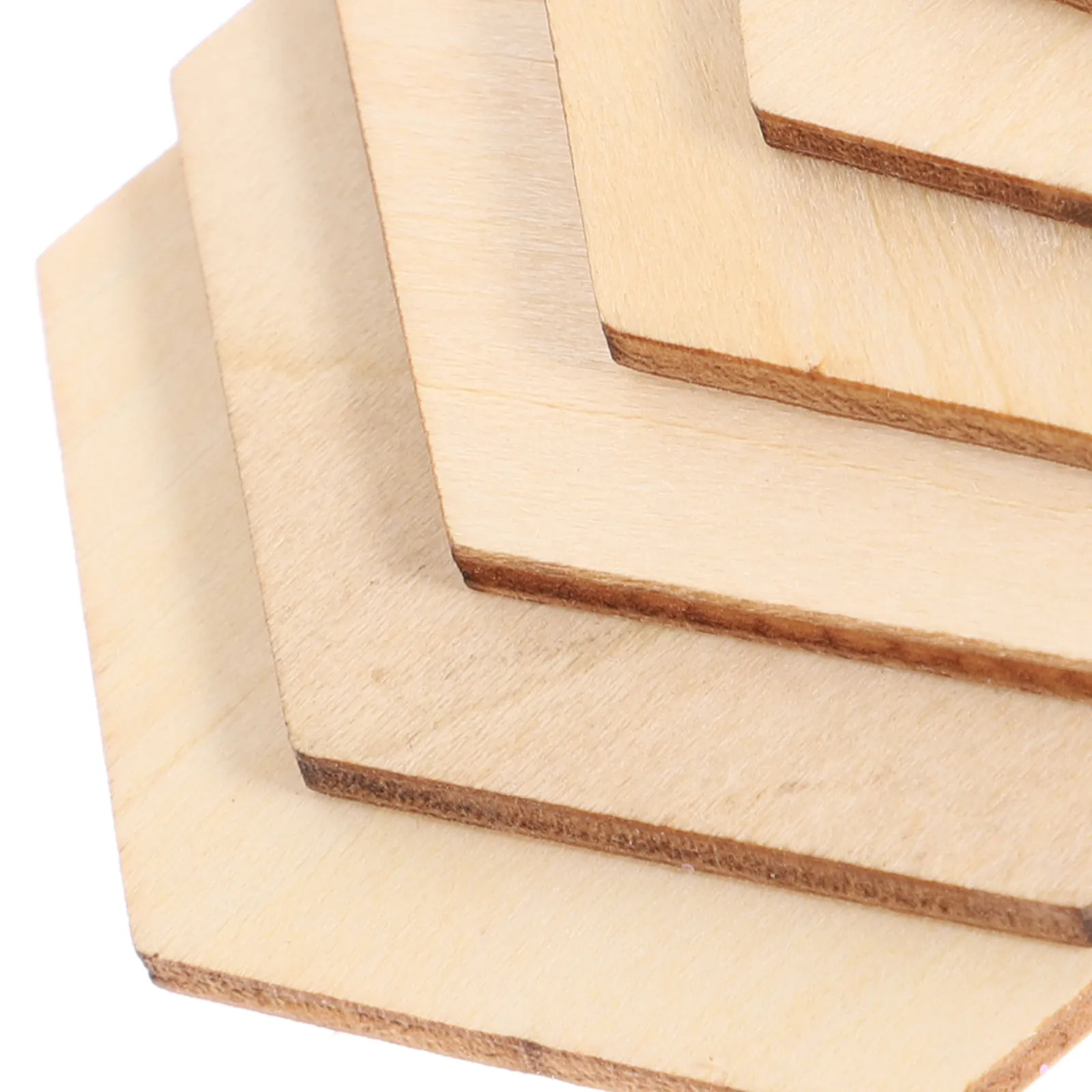 

50 Hexagonal Decorations Smooth Wooden Ornaments Beech Pieces Ornaments for Crafts DIY Party Wedding Christmas