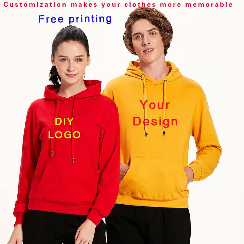 Hoodie custom printing LOGO wool circle plus plush thickened work clothes DIY class service team clothing printed word coat