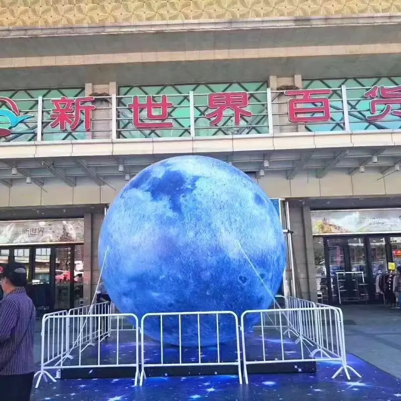 Boule de lune gonflable bleue avec lumière LED, planète, ballon de conflicmoon, décoration pour événement publicitaire sur scène, livraison gratuite