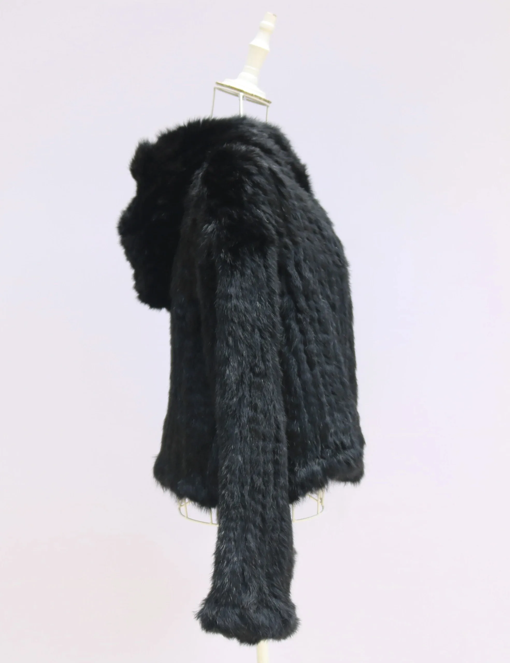 Hot Sales Fashion Real Rabbit Fur Coat Autumn Winter Women Encrypted Thickened Handmade Double-sided Woven Hooded Rabbit Coat