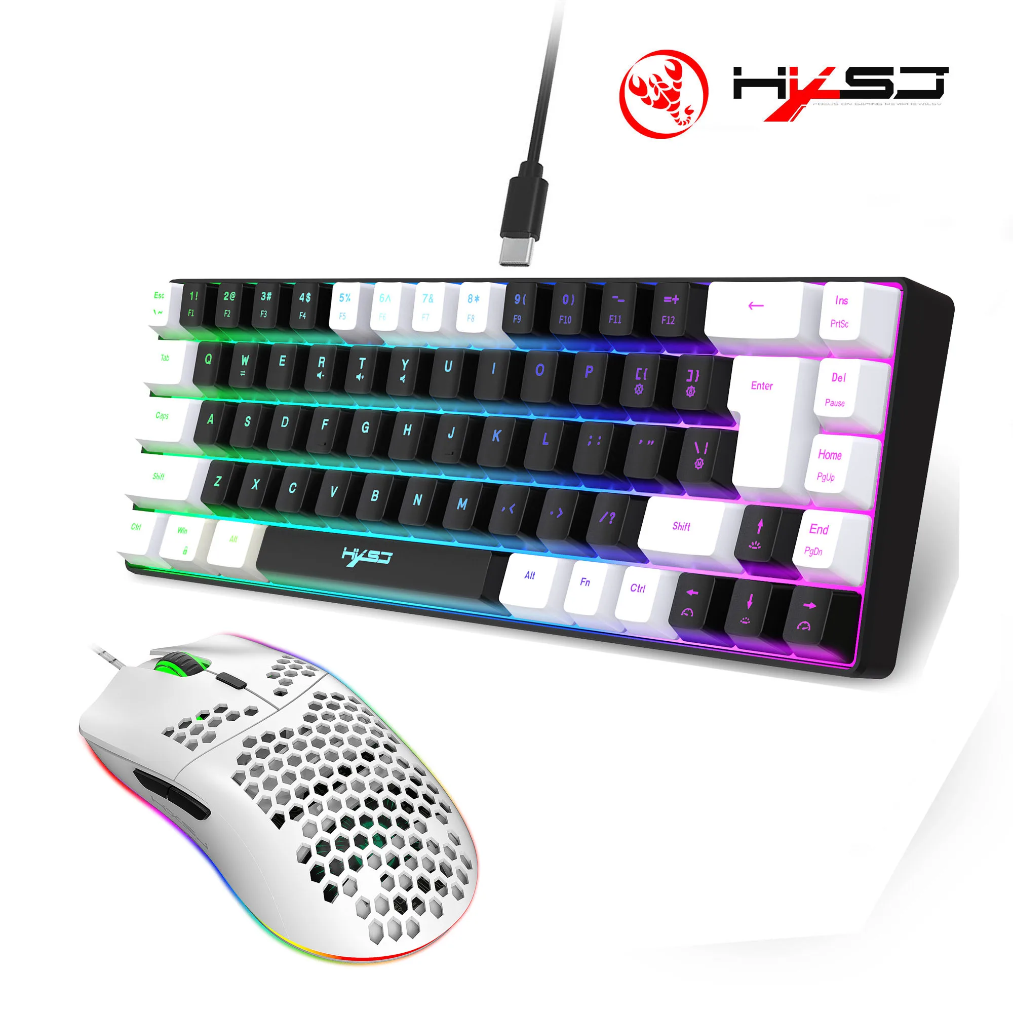 Gorąca sprzedaż zestaw klawiatury i myszy do gier oświetlenie RGB ergonomiczny klawisz wyciszenia 60% teclado mechaniczna klawiatura do laptopa
