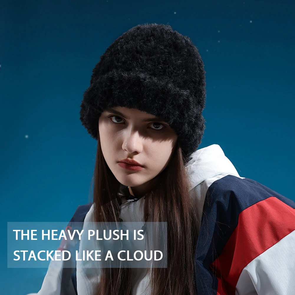 Winter Outdoor Ski Caps Fashion Cute Plush Hat DMZ95 Thickened Skullcap Solid Color Beanie Hats Casual Bonnet Hat