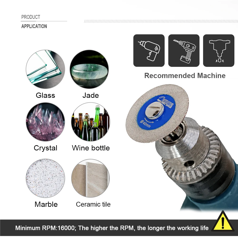 Shdiatool ใบเลื่อยเพชร30/40/50มม. ก้านอะคริลิคสลักแบบถอดได้กระเบื้องแก้วล้อเจียรขนาดเล็กแกะสลักเซรามิกคริสตัล