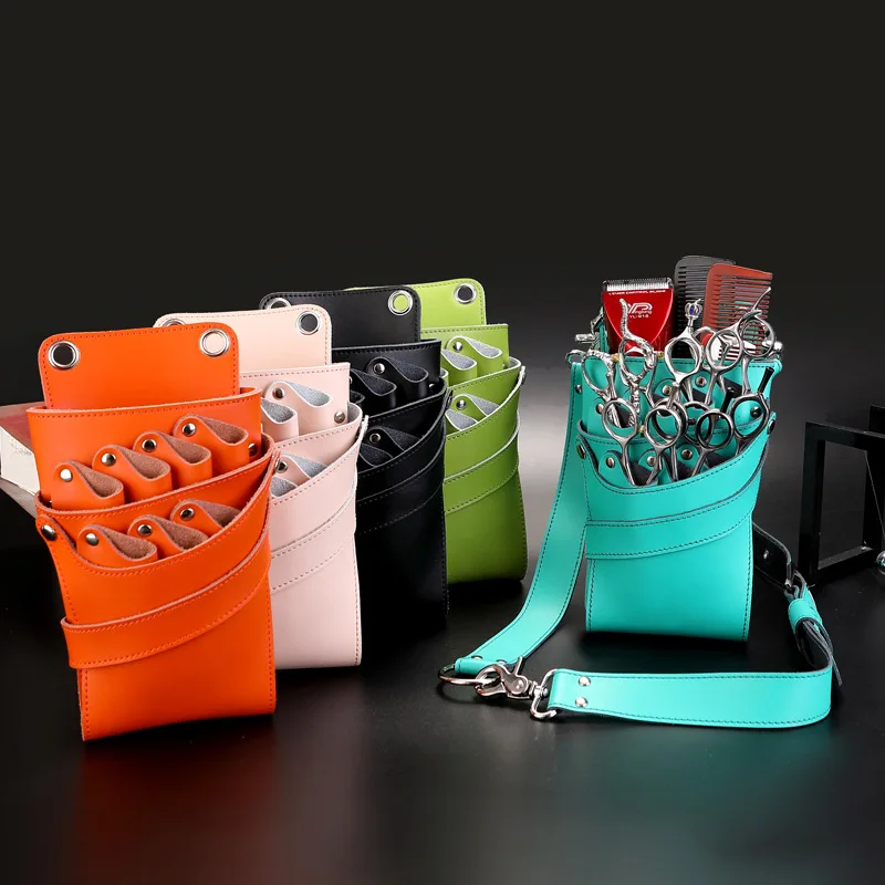 

Сумка для парикмахерских ножниц из воловьей кожи - компактное место для хранения ножниц и инструментов. Регулируемая сумка через плечо для парикмахерских принадлежностей.