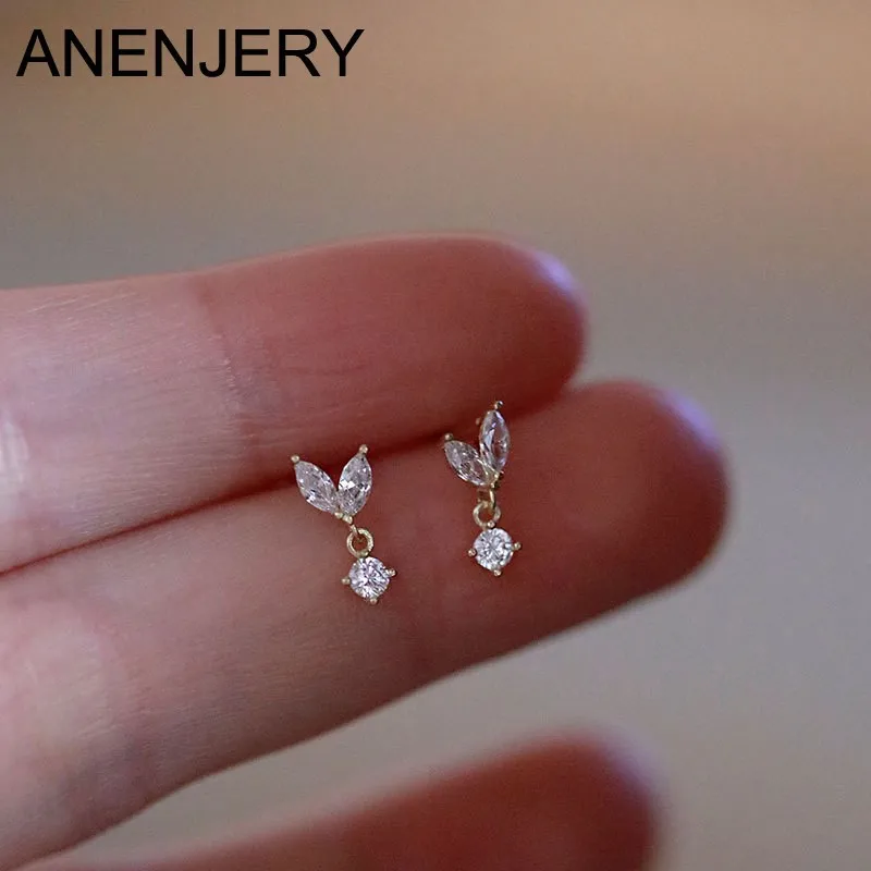 

Серьги-гвоздики ANENJERY в форме бабочек для женщин, милые и изящные украшения, подарок для девушек, оптом, Pendientes mujer