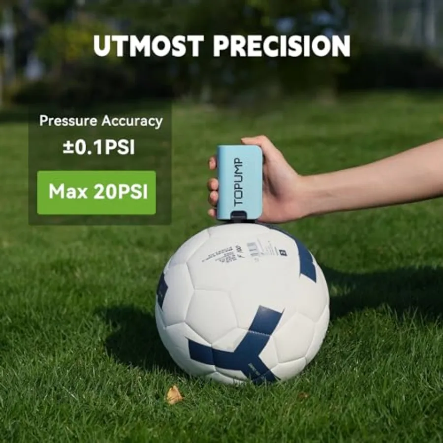 Pompa elettrica portatile ricaricabile con funzione di gonfiaggio e sgonfiaggio e manometro incorporato per calcio basket