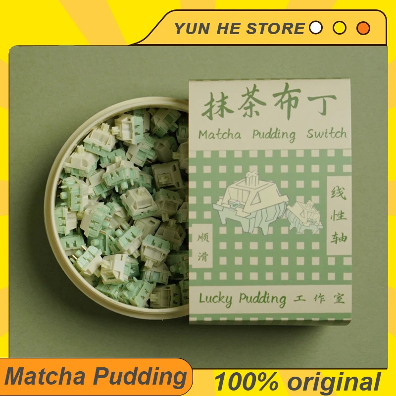 Keygeek matcha pudim interruptor linear teclado mecânico eixo pc teclado de jogos personalizado 5 pinos interruptor pré-lubrificado presentes