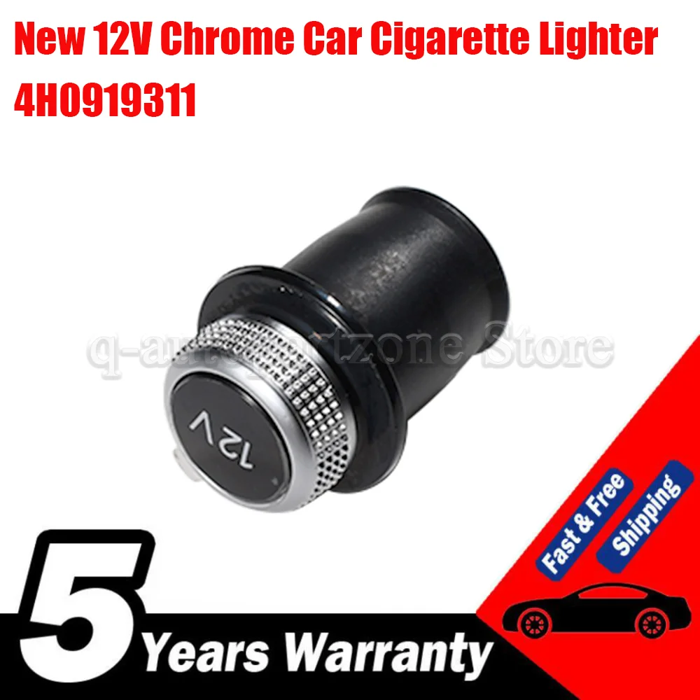 New 12V Chrome Car Cigarette Lighter Dustproof Decorative For Audi A3 A4 B7 B8 A5 A6 C6 A7 Q3 Q5 Q7 TT RS6 RS3 S3 S4 4H0919311