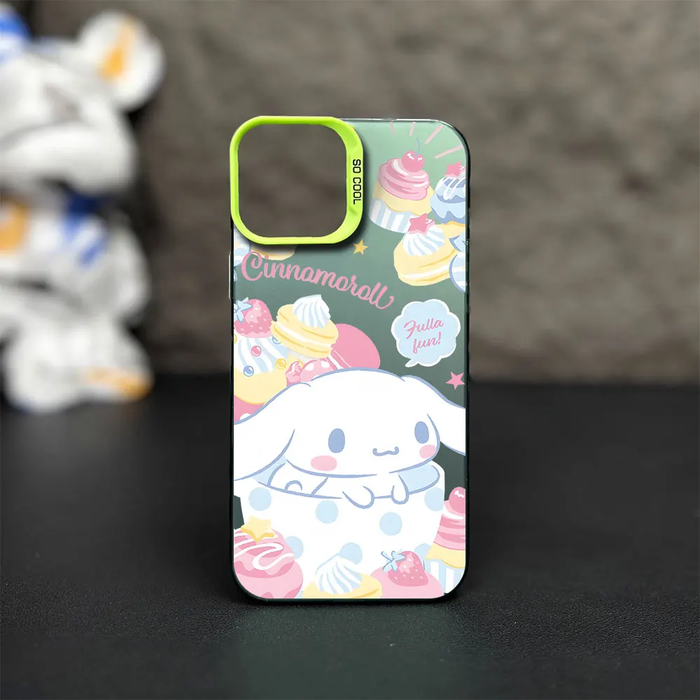 Cartoon Cinnamoroll Hellokitty Hamton Printstream Phone Case for iPhone 12 11 13 IMD 14 15 16 Max Pro Plus Laser Cover