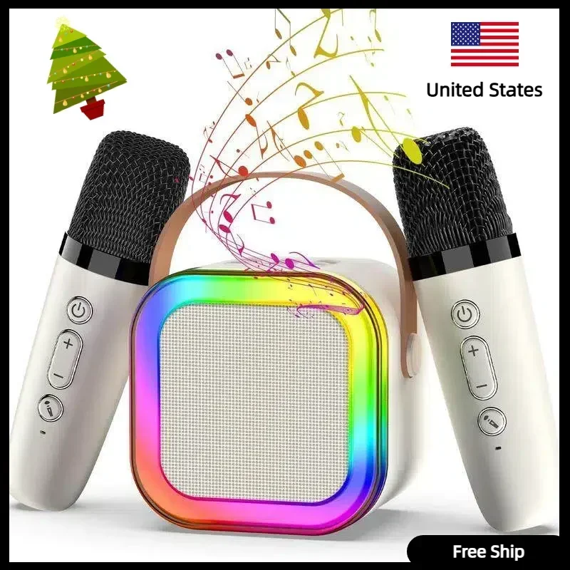 

Fun-Filled Kids’ Karaoke Machine! RGB Light Effects + 2 Clear Wireless Mics,Portable Gift for Birthday/Parent-Child Interaction!