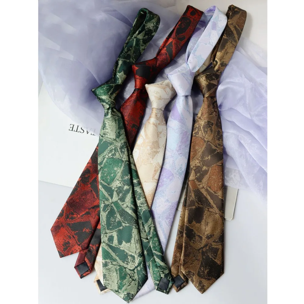 Lush Stone Texture Hand-Knotted Tie Purple Coffee Color High-End Feel Dark Pattern Versatile JK Shirt for Women and Men Artistic