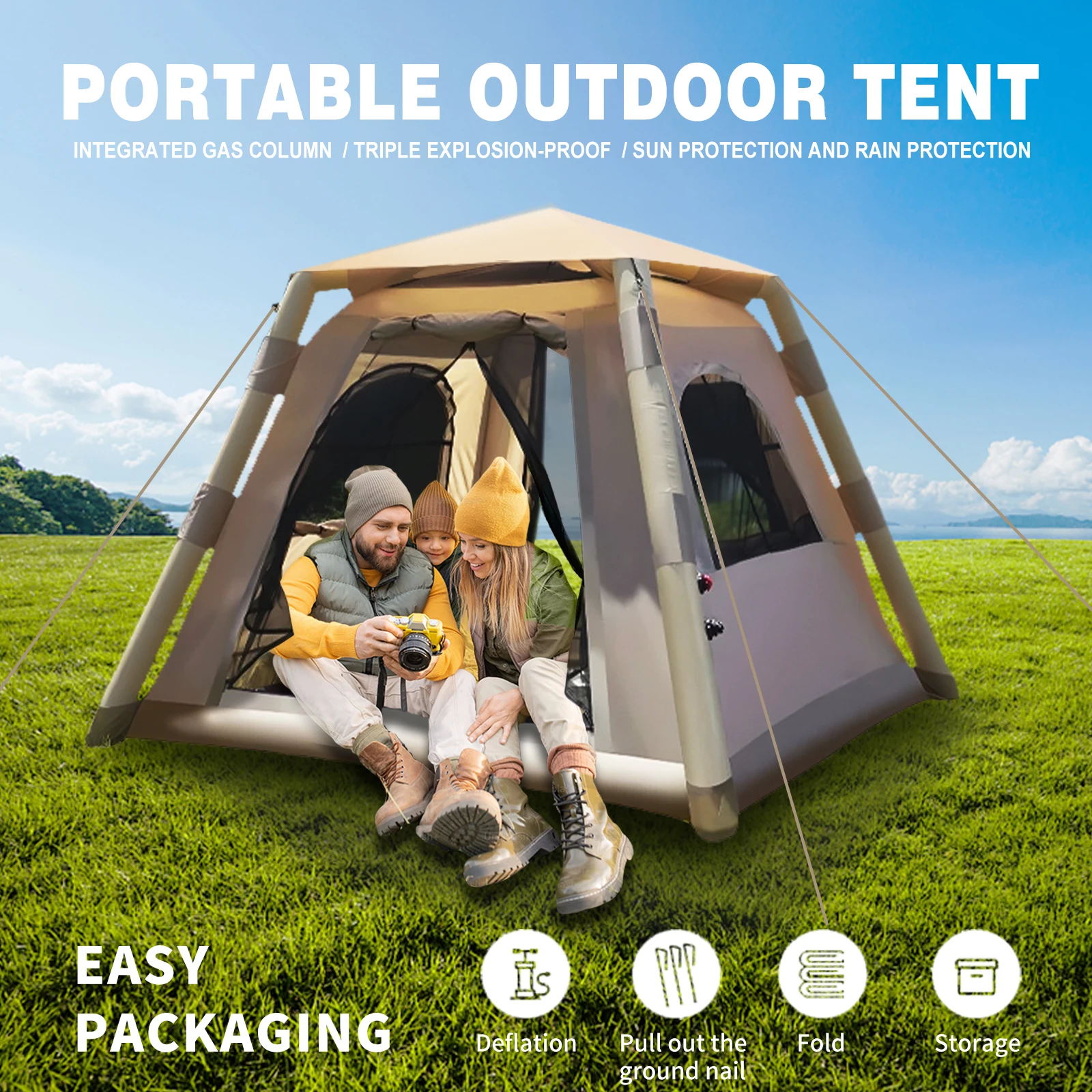 2-4 People Inflatable Tents for Camping 4 Season