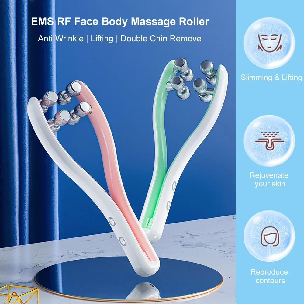 Masajeador Facial EMS para estiramiento de la piel, máquina anticelulitis de doble mentón, rodillo de masaje Facial, dispositivo de belleza