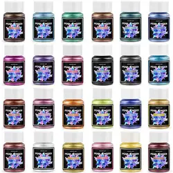 24Color Pearlescent Powder Epoxy Resin Pigment Colorant Dye Pearl Pigment Natural Mica Powder DIY Resin Jewelry Craft Making Dye