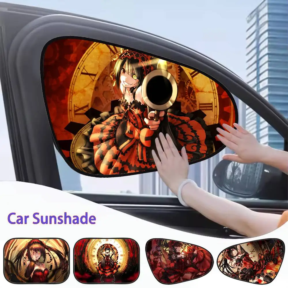 Tokisaki Kurumi Cartoon Auto Sonnenschutz UV-Schutz Elektrostatische Adsorption Autofenster Sonnenschutz Für Kinder Universal Auto Vorhang