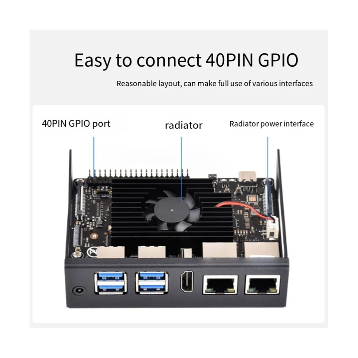 ABEP-For VisionFive2 Special Metal Shell with Cooling Fan Mini Host Computer Shell IP30 Protection Level Multiple Interfaces