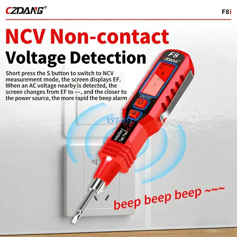 

E15A Professional Voltages Detector Pen With Flashlight Visual And Audible Alerts