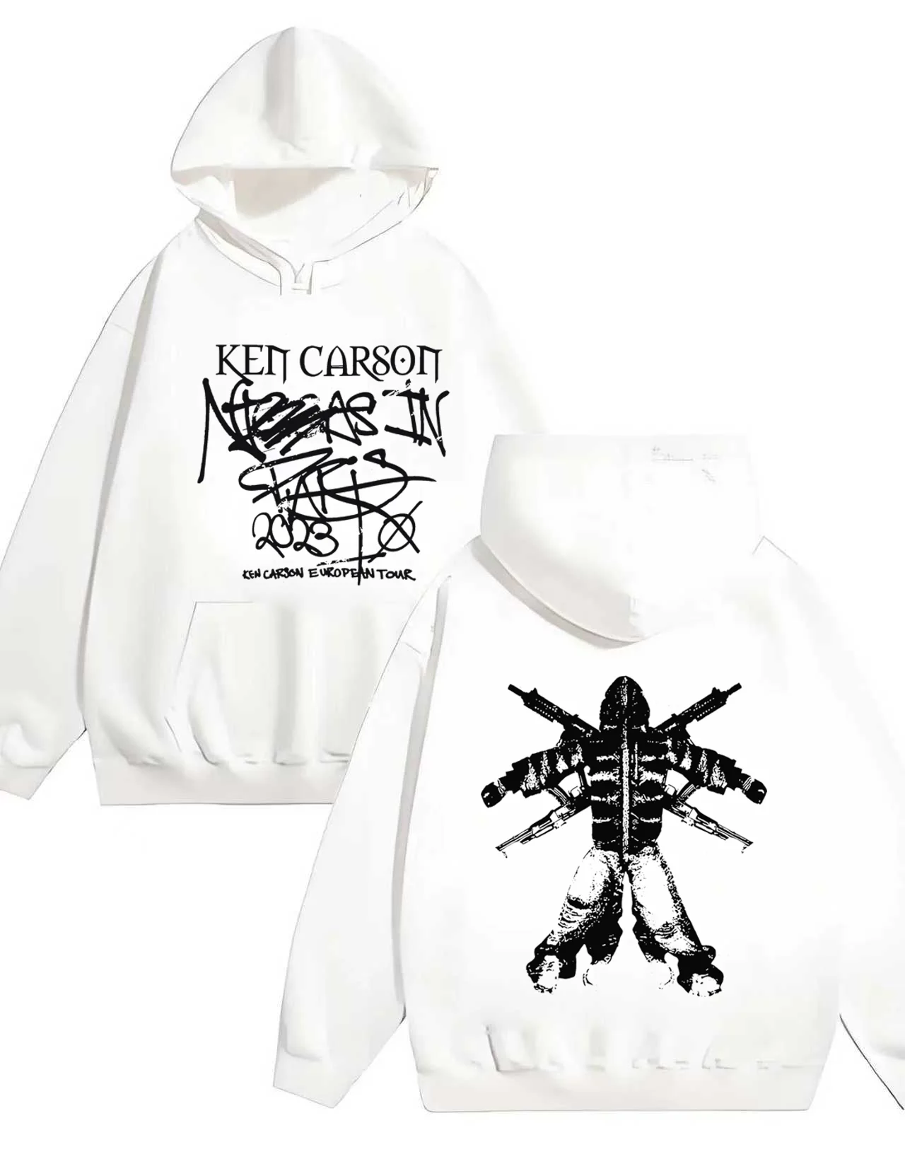 

2025 Новая модная толстовка с капюшоном Ken Carson в тяжелом весе 330 г в европейском стиле с принтом, повседневная унисекс