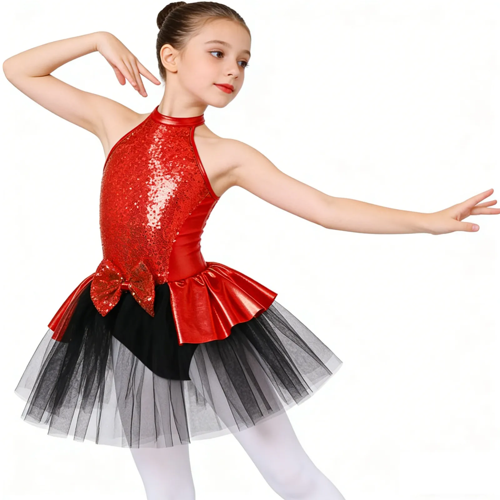

Artistic Figure Skating Dress Girls Sequins Ballet Latin Dance Performance Costumes Kids Sparkling Sequins Ballerina Tutu Dress