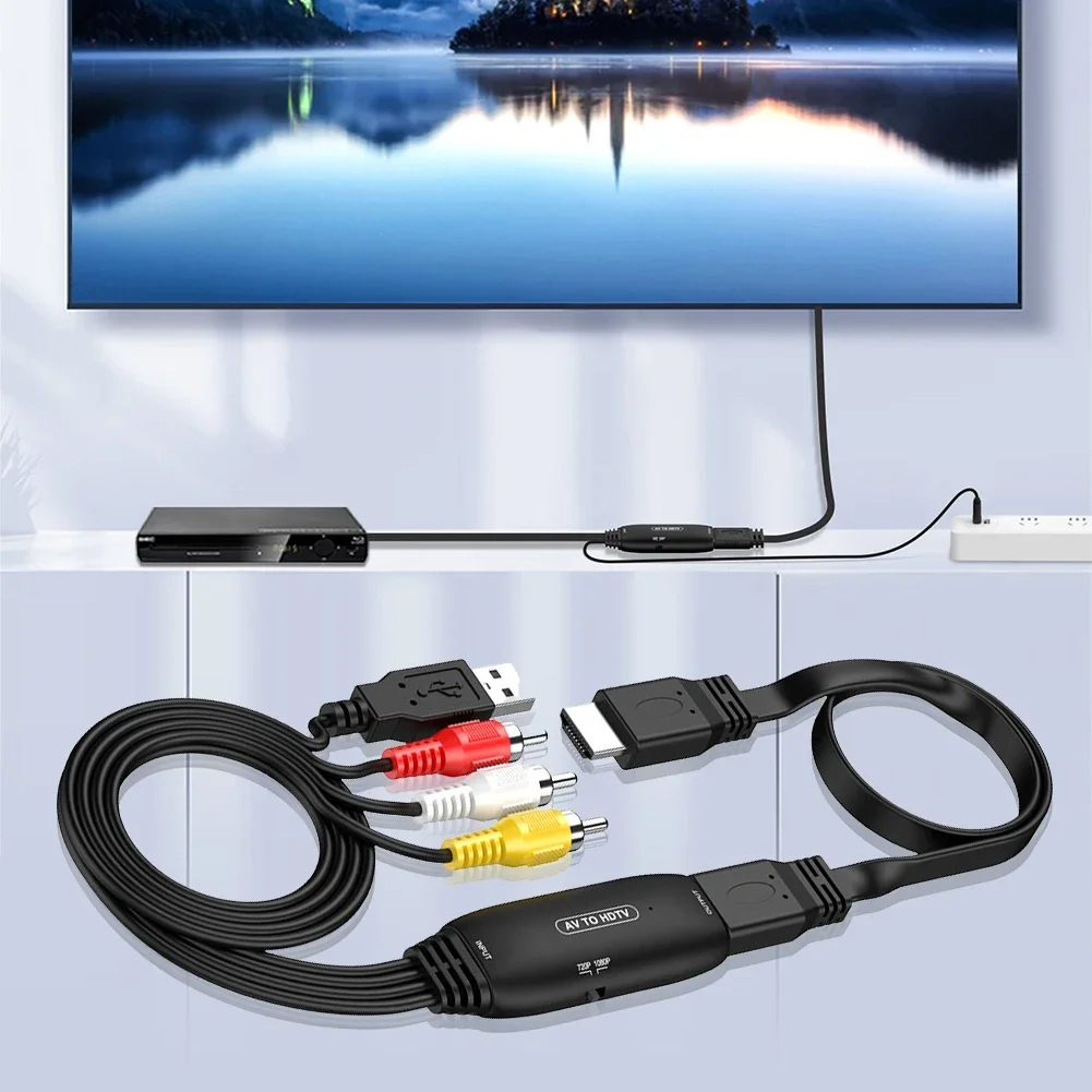 محول TenYua RCA إلى HDTV 1080p/720p AV إلى محول متوافق مع HD RCA مركب CVBS AV إلى محول متوافق مع HD