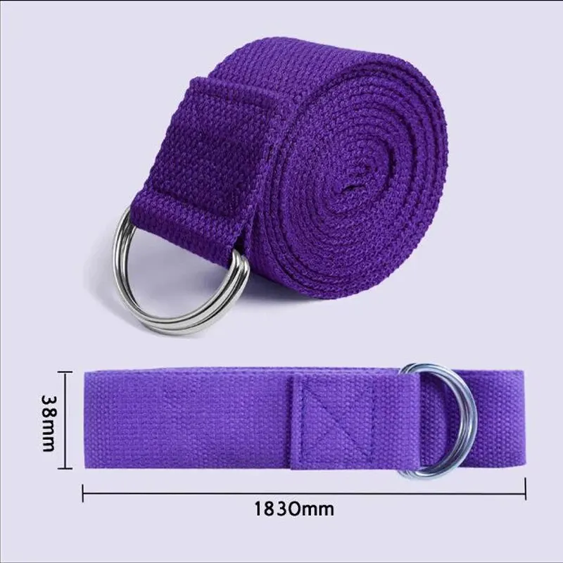 1Pc Yoga Strap For Yoga Pilates Ballet Dance With Adjustable D-Ring Buckle Cotton Yoga Belt For Fitness Daily Stretching