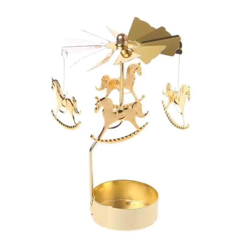 652F Rotary Holder Metal Spinning Tea Lights Romantic Candlestick Ornament for Wedding Party Christmas Festival Decor