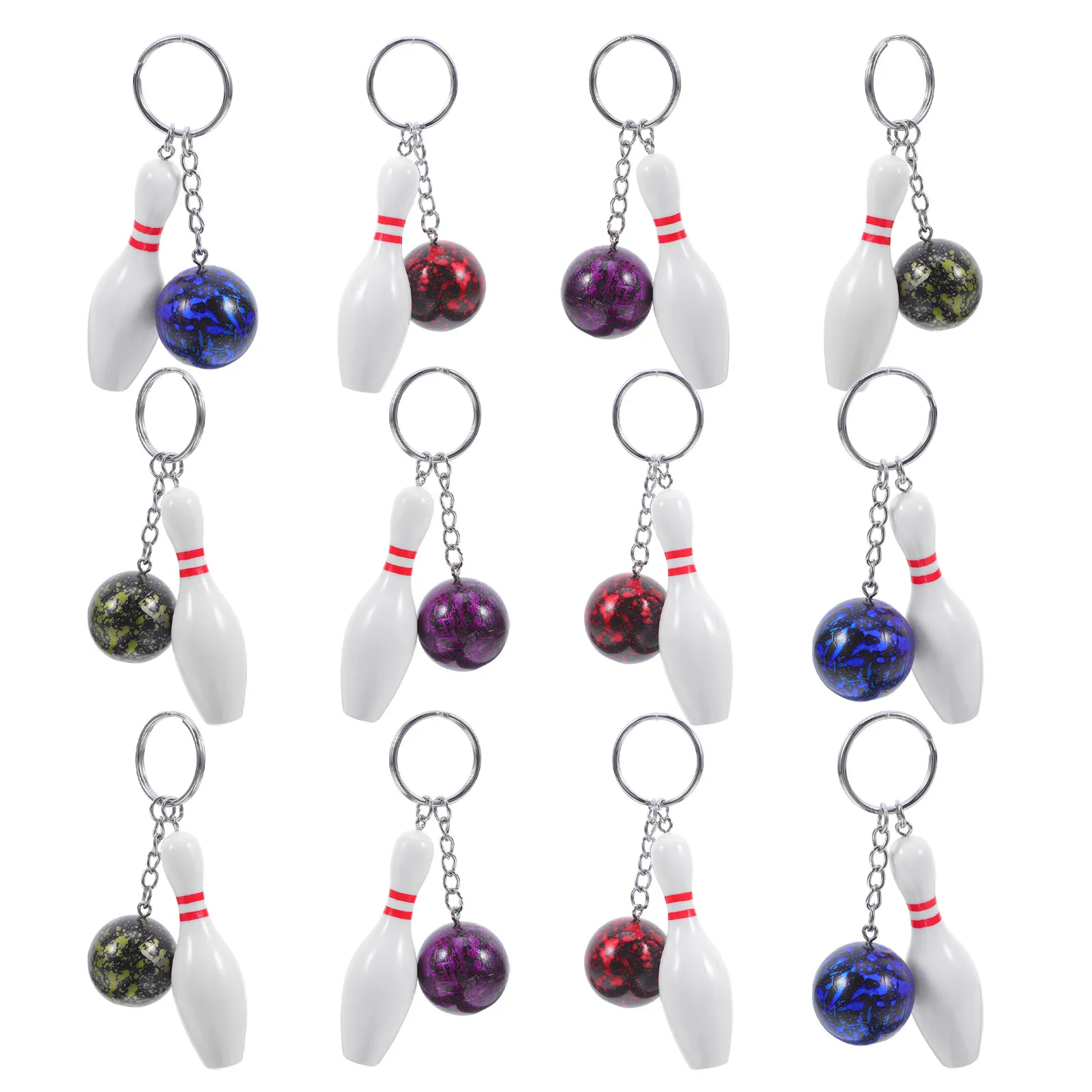 

Набор из 12 брелоков для ключей в виде шаров для боулинга, маленькие креативные спортивные подвески, изысканные мини-кольца для ключей, декоративные подарки, брелок для боулинга