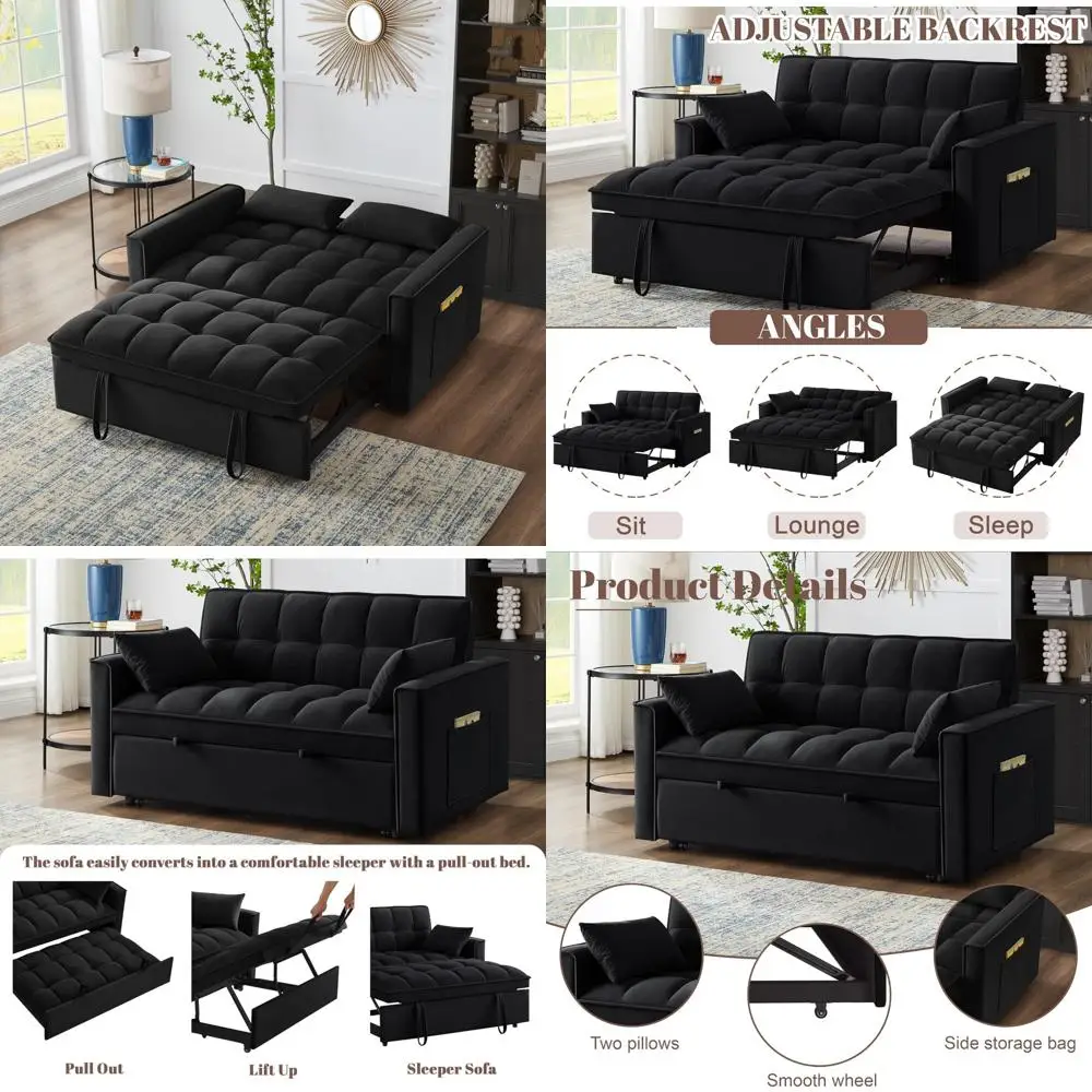 

Диван-кровать-трансформер с местом для хранения вещей, тафтинговый двухместный диван, регулируемая спинка и подушки, компактная мебель для Li