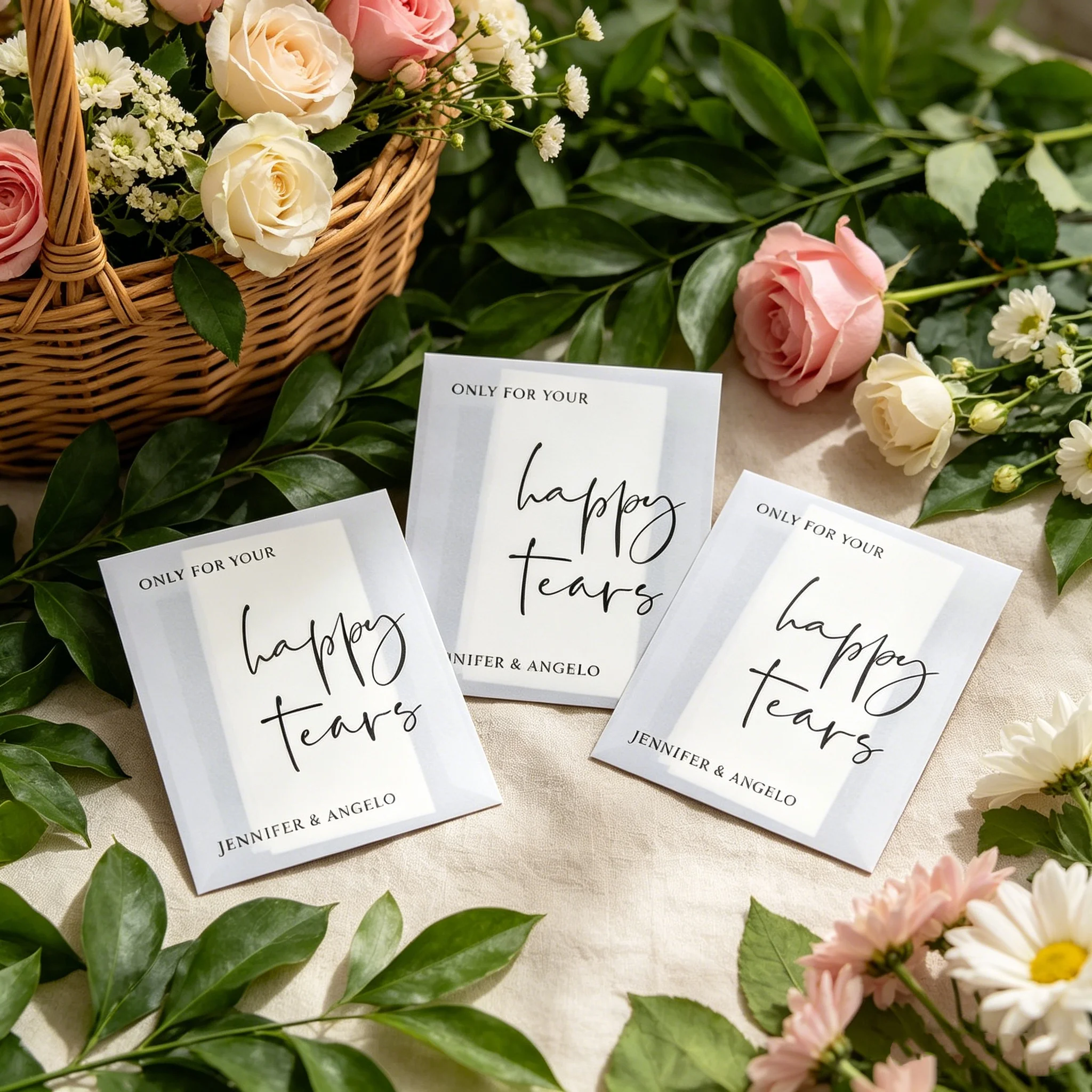 Only For Your Happy Tears Custom Wedding Tissue Pouches Personalized Bride Groom Name Date Mini Pocket Tissue Bags Wedding Guest