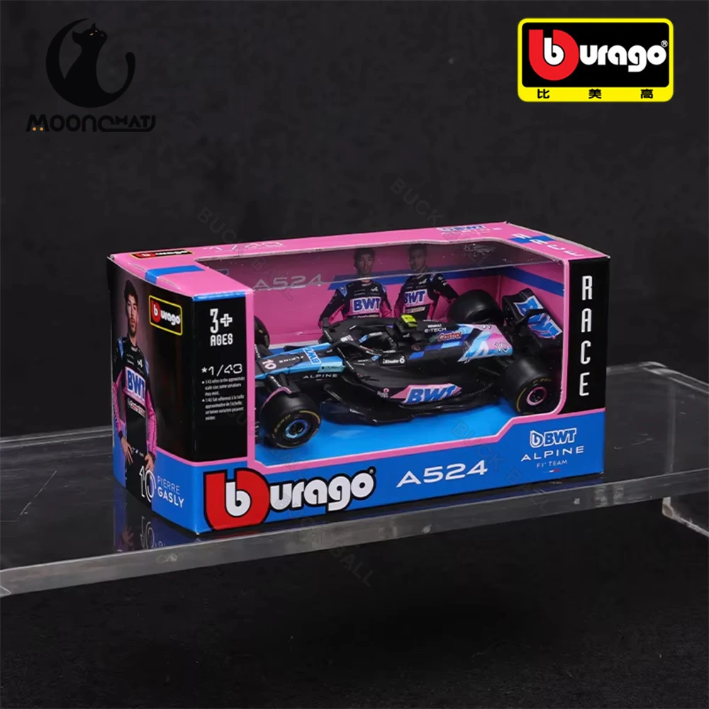 Nowy Bburago 1:43 A524 BWT Alpine F1 Team 2024 # Esteban Ocon # 10 Pierre Gasly Alloy Car Die Cast Model FORMULA 1. Samochód wyścigowy