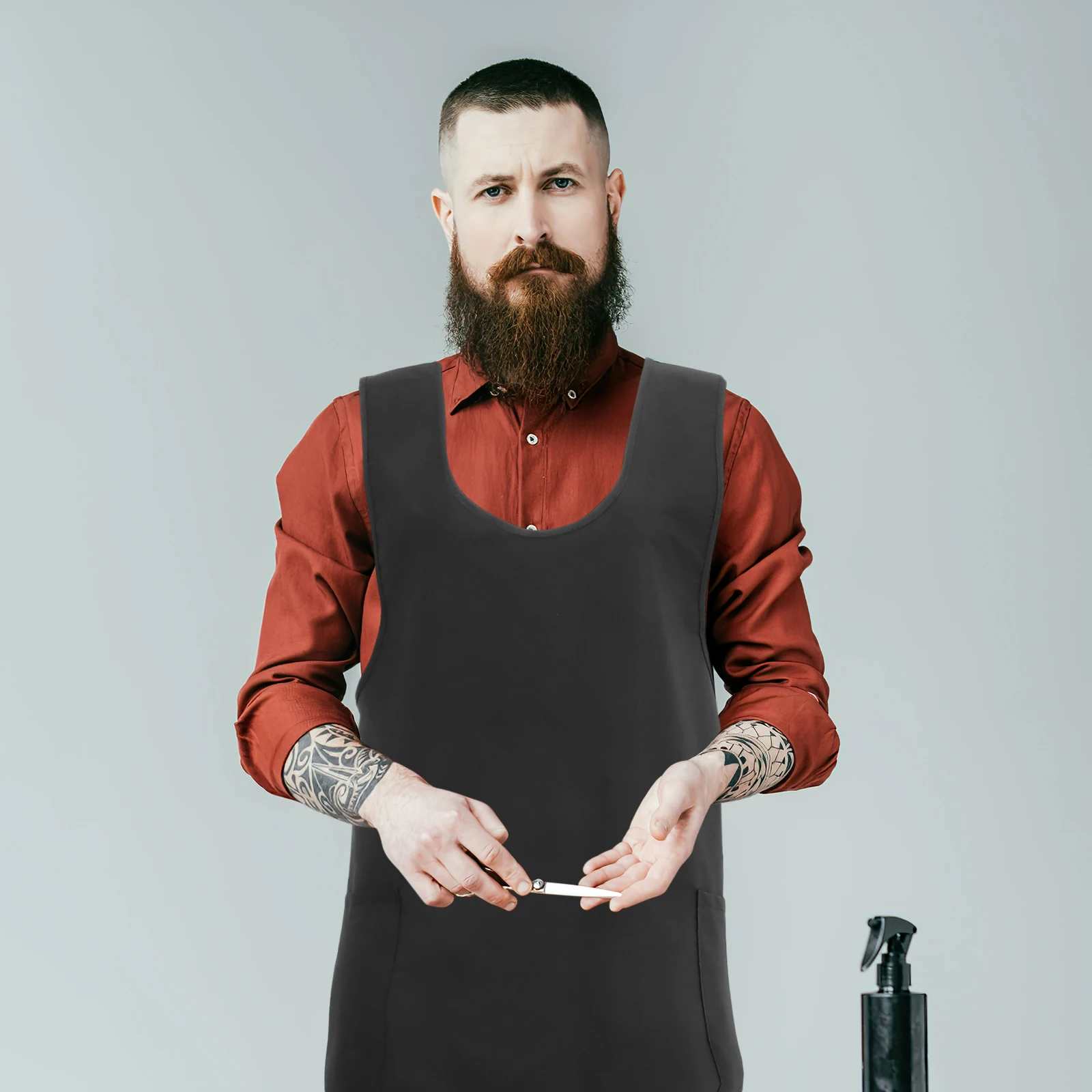 

Hair Cutting Apron Black Polyester Cross Design Reusable Salon Hairdressing Kitchen Cleaning Barber Stylist With Pocket
