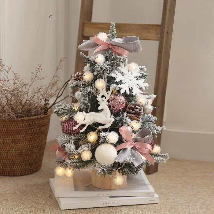 Christmas Tree 2024 New Home Desktop Simulation Mini With Lights Ins Wind Christmas Decoration Diy Small Ornaments